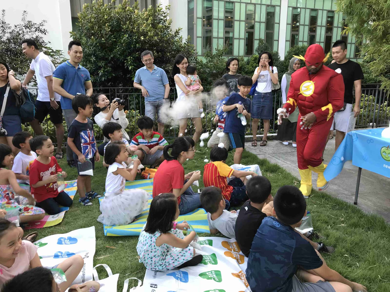 Children celebrating at a Newtonshow themed birthday party in Malaysia